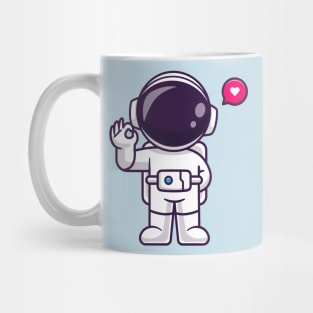 Cute Astronaut With Ok Sign Hand Cartoon Mug